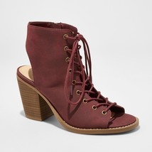 NEW Mossimo Womens Kendra Block Heel Lace Up Burgundy Sandals - $51.70