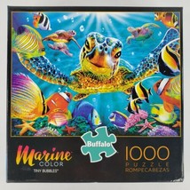 Buffalo 1000 pc Jigsaw Puzzle Tiny Bubbles Sea Turtle Coral Reef Marine Complete - £13.40 GBP