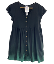 LuLaRoe Medium Heidi Baby Doll Dress Black Green Dipped Ombre Bottom - $50.34