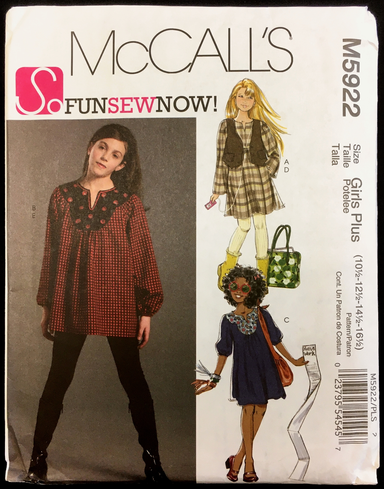 Uncut Size 10 ½ - 16 ½ Girls Vest Top Dress Leggings McCalls 5922 Pattern Plus - $6.99