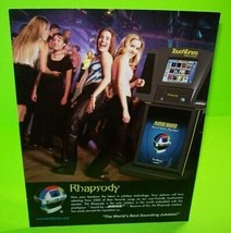 Rhapsody TouchTunes FLYER 2003 Jukebox Phonograph Music Promo Artwork Sheet - $25.18