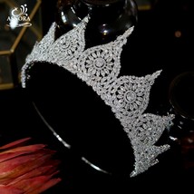 Luxury Cubic Zirconia Wedding Hair Accessories,Queen Crown, New Bride Crown Head - £112.88 GBP