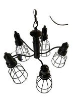 Modern Farmhouse Chandelier Industrial Caged Pendant Light Fixture Black - £63.32 GBP