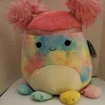 2021 New Squishmallows Kellytoy 16&quot; Tie Dye Opal Octopus Squish Doo Pink - £21.61 GBP