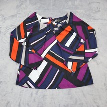Worthington Shirt Womens M Multicolor Long Sleeve Round Neck Geometric Blouse - £17.87 GBP