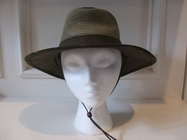 Canvas Olive Green Hat Straw Crown Size S Outback Henschel Hat Co Leather Cord - £27.77 GBP