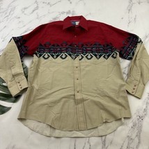 Wrangler Mens Vintage Western Pearl Snap Shirt Size XL Red Cream Southwe... - $33.65