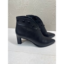 Javiera Leather Ankle Boots Made in Spain Black Ankle Zip Pointed Toe Si... - $652.13 MXN