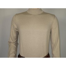 Men's Sweater Knit By BRANGO Turkey Mock Neck Cotton Blend 21050 Beige image 2