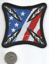 American Flag Maltese Cross IRON-ON SEW-ON Embroidered Patch 3 1/2 &quot; X 3 1/2&quot; - £3.92 GBP