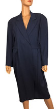 Vintage Ann Taylor NEW Wrap Belted Coat Jacket Navy Blue Size 14 -Hong Kong - £31.92 GBP