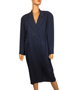 Vintage Ann Taylor NEW Wrap Belted Coat Jacket Navy Blue Size 14 -Hong Kong - £31.41 GBP