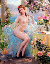 Art Giclee Printed Oil Painting Print Gentle nude girl in the garden Canvas - £6.71 GBP+