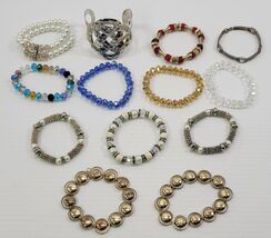 *L3) Mixed Lot of 13 Costume Jewelry Bracelets Beaded Metal - $9.89