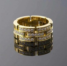 Brilliant 14K Yellow Gold over 0.50Ct Round Cut Diamond Elegant Mens Ring Band  - £83.15 GBP
