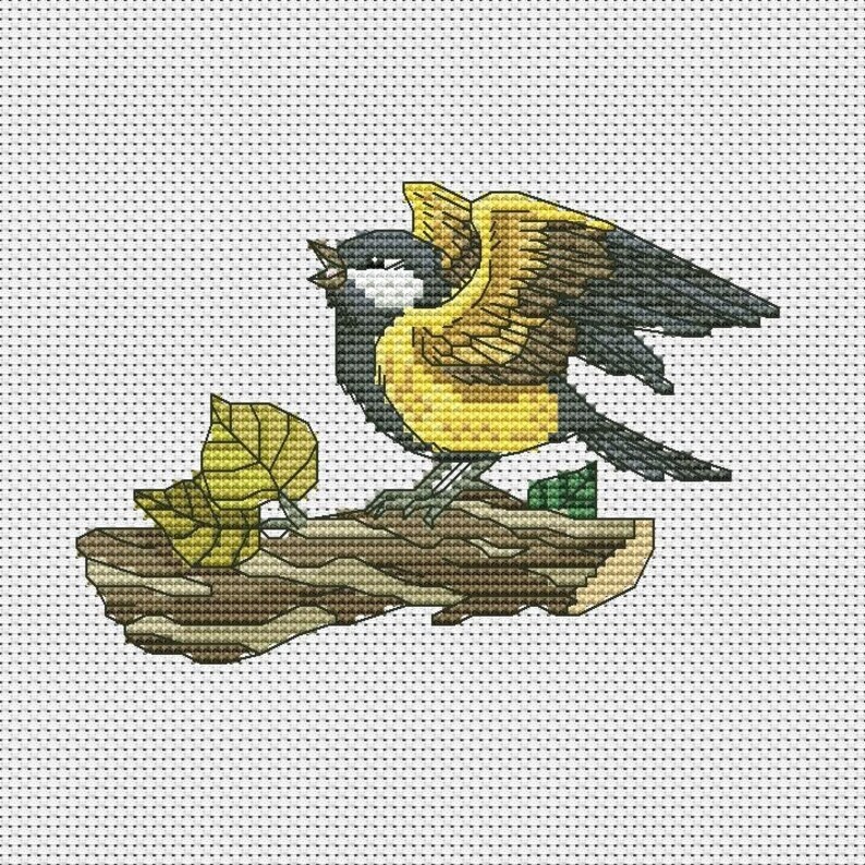 Spring Song Cross stitch Bird pdf pattern - Mini cross stitch spring moo... - $2.99