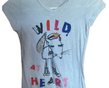 Jays Apparel Women Wild at Heart Cap Sleeve V Neck Burner Graphic TShirt... - $9.49