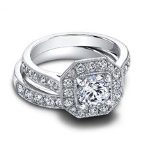 2.30 Ct 14k White Gold Plated 925 Silver Engagement Wedding Bridal Ring Set - £73.86 GBP