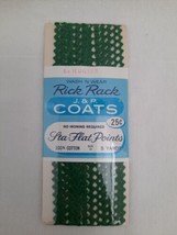 VTG NIP J&amp;P Coats Baby Rick Rack Sewing Trim 100% Cotton ~ Hunter Green ~ 5 Yds - £6.29 GBP