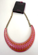 Ardene Vintage-Style Gold and Pink Bib Collar Statement Necklace NWT - £6.67 GBP