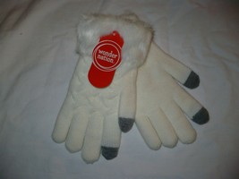 Wonder Nation Girls Faux Fur Lined Gloves Winter White NEW Super Warm - $9.42