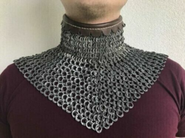 Mild Steel Chainmail Flat Ring Dome Riveted 9 mm Collar Oil Finished X-mas Gift - £58.83 GBP