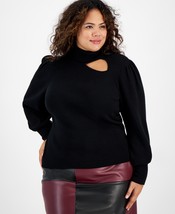 bar-iii-plus-size-puff-sleeve-turtlene-black-3x - $15.00