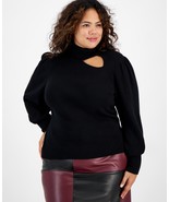 bar-iii-plus-size-puff-sleeve-turtlene-black-3x - $15.00
