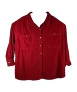 Red Corduroy Long Sleeve Shirt Jacket Roamans Size 4X Wide Wale Button Up - $879.30 MXN