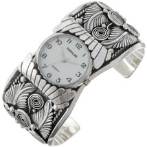 Native American Navajo Sterling Silver Watch Bracelet Mens LRG Cuff sz8-8.5 - £508.19 GBP