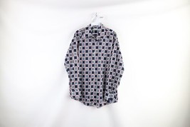 Vintage 60s 70s Streetwear Mens Large Knit Checkered Collared Button Shirt USA - $69.25