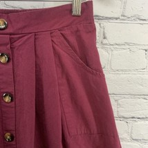 Naggoo Skirt Womens Sz L Red Maroon Buttons Pleated Stretch Waist  - $17.82
