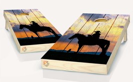 Cowboy Sunrise Cornhole Board Vinyl Wrap Skins Laminated Sticker Set Decal - £43.10 GBP