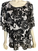 Alex Evenings Black and White  Floral Short Sl Layered Top Size 3X - £34.15 GBP