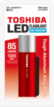 Toshiba Red LED Flashlight - 85 Lumens / 1300 LUX - KFL-403M(R) - Alumin... - $7.86