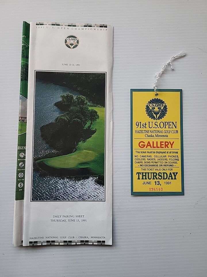 Primary image for 1991 US Open Golf Thursday Ticket Stub & Pairings Sheet Hazeltine Payne Stewart