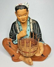 Vintage Japanese Hakata Urasaki Doll Master Basker Weaving Statue U92 - £35.40 GBP