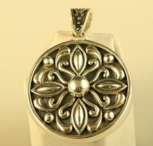 Vintage Sterling Silver Circular Medallion Style Pendant Signed MWS Mexico .925 - £70.67 GBP