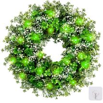 17.7'' St. Patrick's Day Shamrock Wreath with 30 LED Lights for Charming... - $62.32