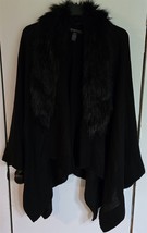 Womens Petites PM/PL INC Black Knit w/Faux Fur Collar Cape Poncho Shrug ... - $18.81