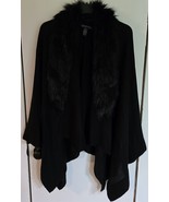 Womens Petites PM/PL INC Black Knit w/Faux Fur Collar Cape Poncho Shrug ... - €16,14 EUR
