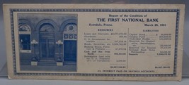 Vintage Rapport Sur État De Premier National Banque Scottdale Pennsylvan... - $65.27