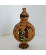 Vtg Bulgaria hand carved wooden miniature canteen rose oil holder Vellko... - $463.92 MXN