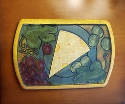 Joie de Vivre Cheese Board, Serving Tray, Cheese and Wine Grapes Trivet