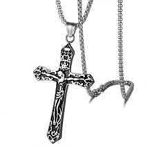 Silver Jesus Christ Crucifix Cross Pendant Necklace Catholic Jewelry Men Women - £7.90 GBP