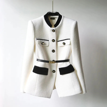 Spring Single Breasted Tweed Jacket Women Autumn Short Coat Vintage Chic... - $115.99