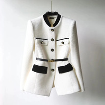 Spring Single Breasted Tweed Jacket Women Autumn Short Coat Vintage Chic and Ele - £92.71 GBP