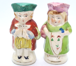 Hand Painted Colonial Couple Salt &amp; Pepper Shakers 2-3/4”H Japan 1960&#39;s - £11.87 GBP