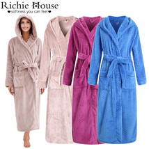 RH Women Fleece Hooded Bathrobe - Plush Long Robe Soft Spa Bath Coat RHW... - $46.99