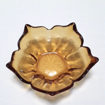 Viking Glass Amber Dish Bowl Flower Vintage - £7.06 GBP